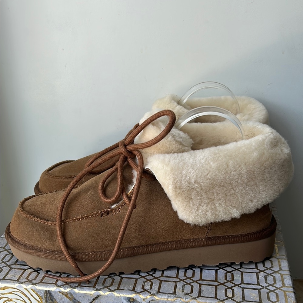 UGG Brown Suede Slippers with Cream Lining